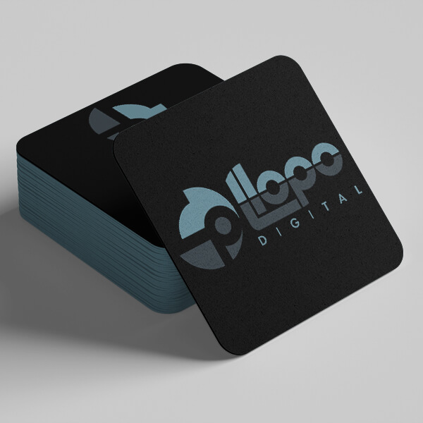Drink coasters with the Llopo logo