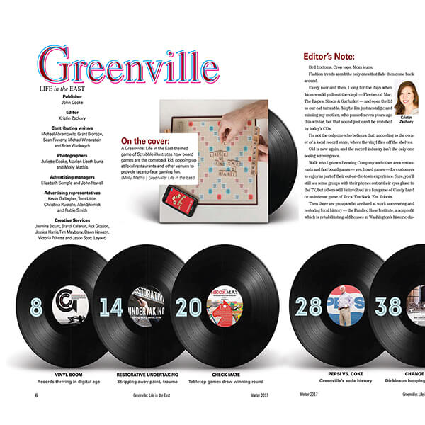 magazine spread from Greenville Magazine