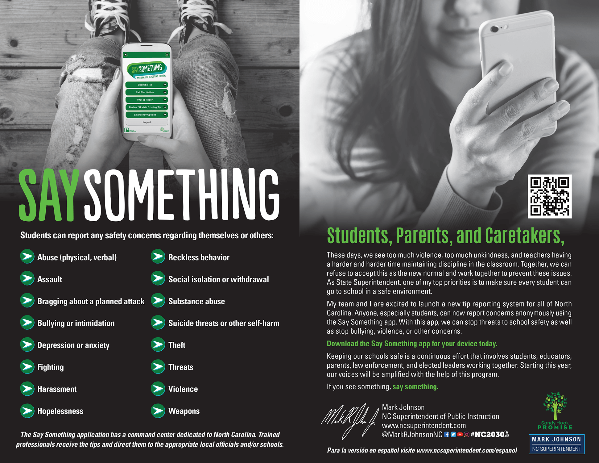 flyer for Say Something app